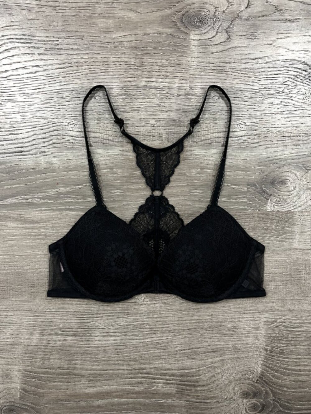 Victoria's Secret Sexy Tee Front-Close Racerback Lacie Push-Up Bra (Black)